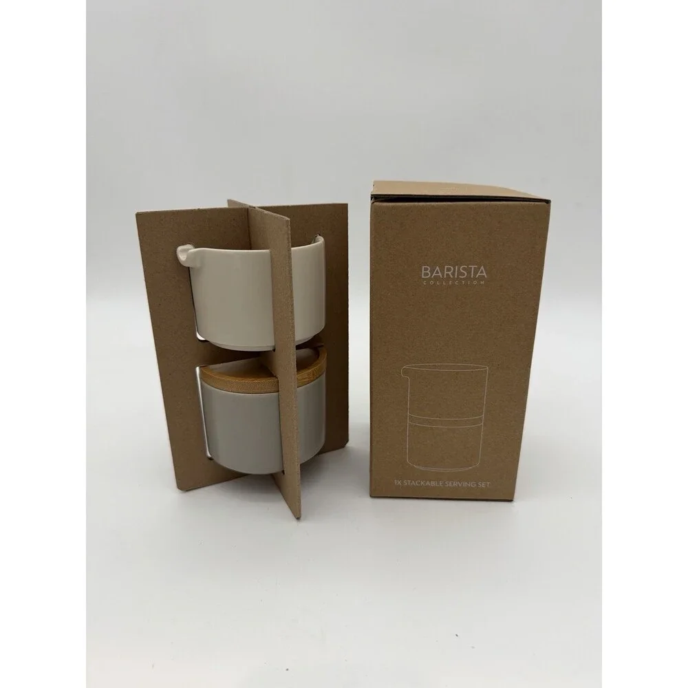 Nespresso Barista Collection Stackable Serving Sugar & Creamer Set New